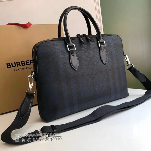 Burberry專櫃新款男包 巴寶莉經典煙熏格紋男士手提公事包  db1245